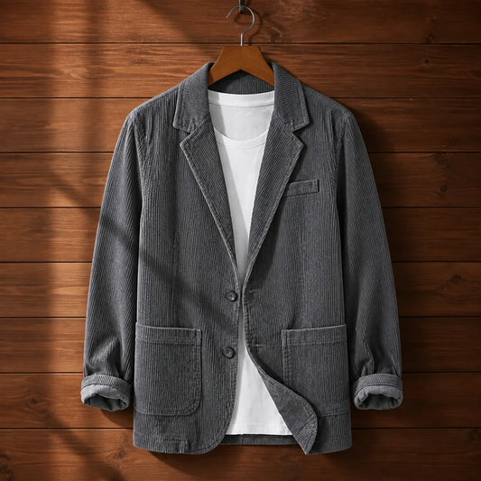 Cotton Corduroy Blazer in Grey