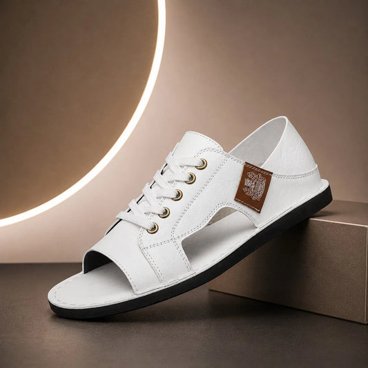 Crest Lace Sandals in White