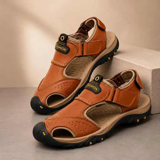 Outdoor Strap Sandals in Reddish Brown