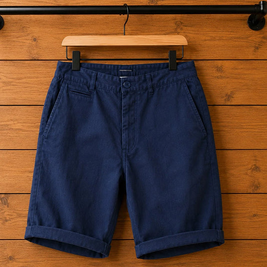Relaxed Linen Shorts in Navy Blue