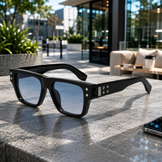 Rivet Mirror Sunglasses in Blue / Black