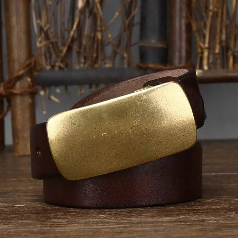 Tanner plate buckle belt front view of the buckle
