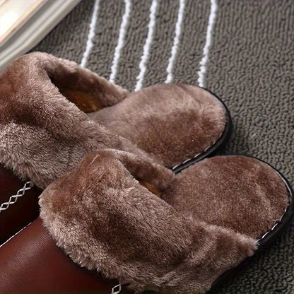 Garrison scuff slippers close-up of the plush collar