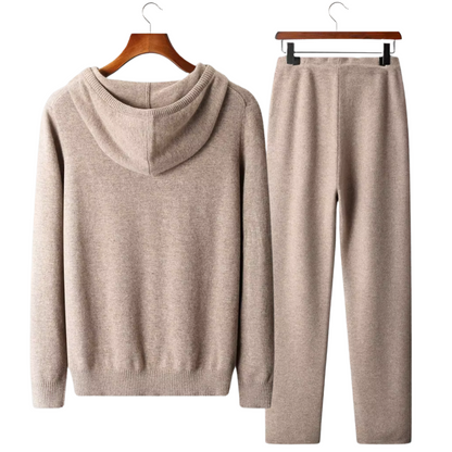 Men's hooded knit set with drawstring pants - view 5