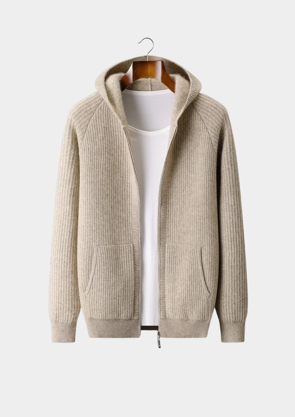 Men's ribbed knit zip-front hoodie - view 8