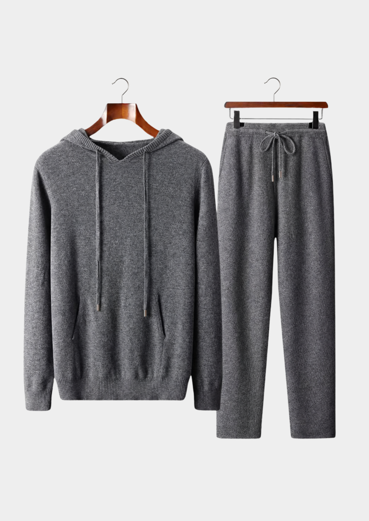 Men's hooded knit set with drawstring pants - view 3