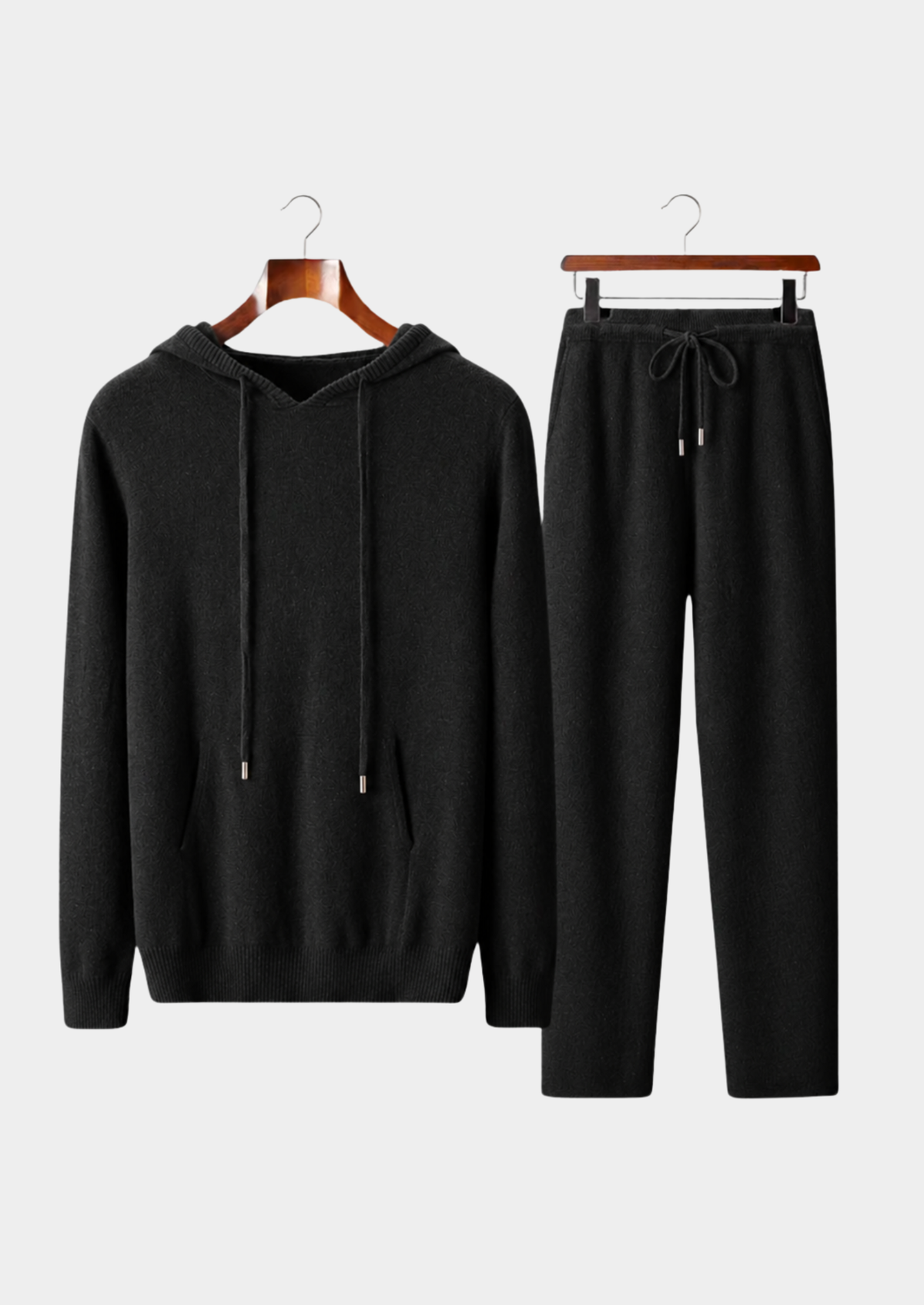 Men's hooded knit set with drawstring pants - view 4