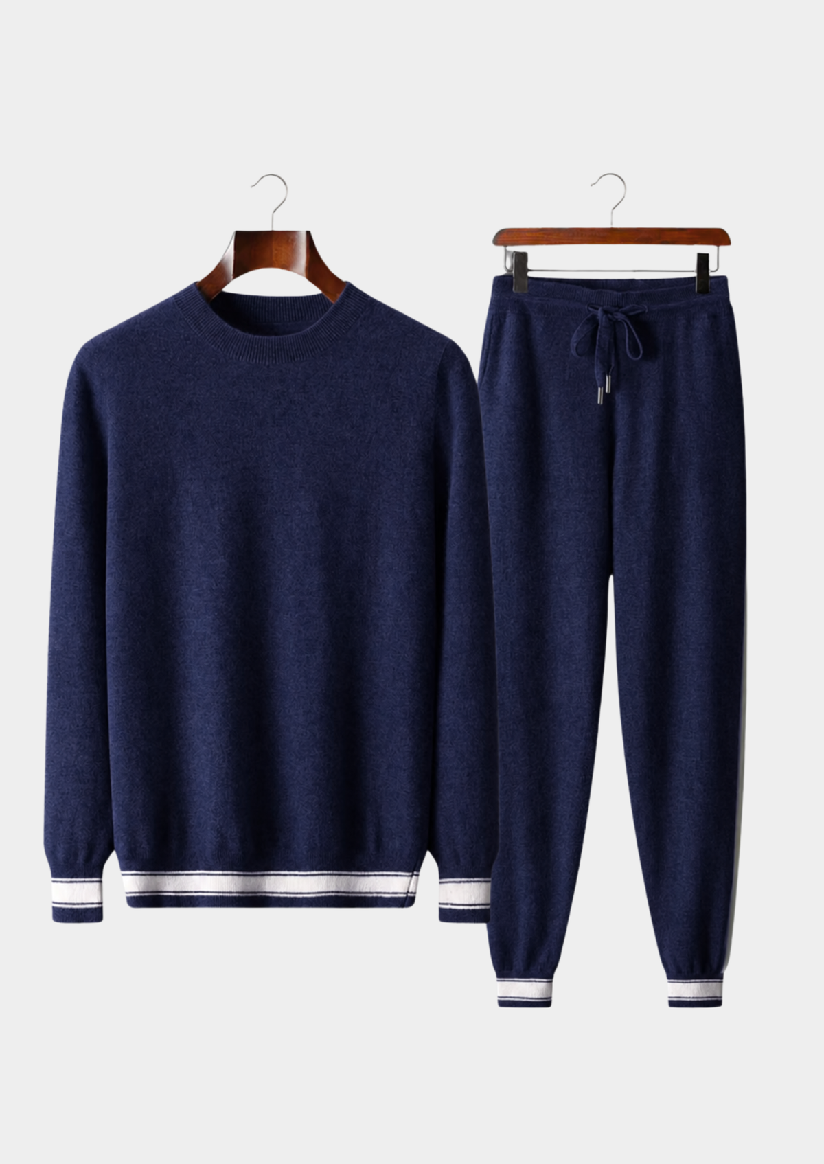 Men's crew neck sweater and jogger set with striped trim - view 12