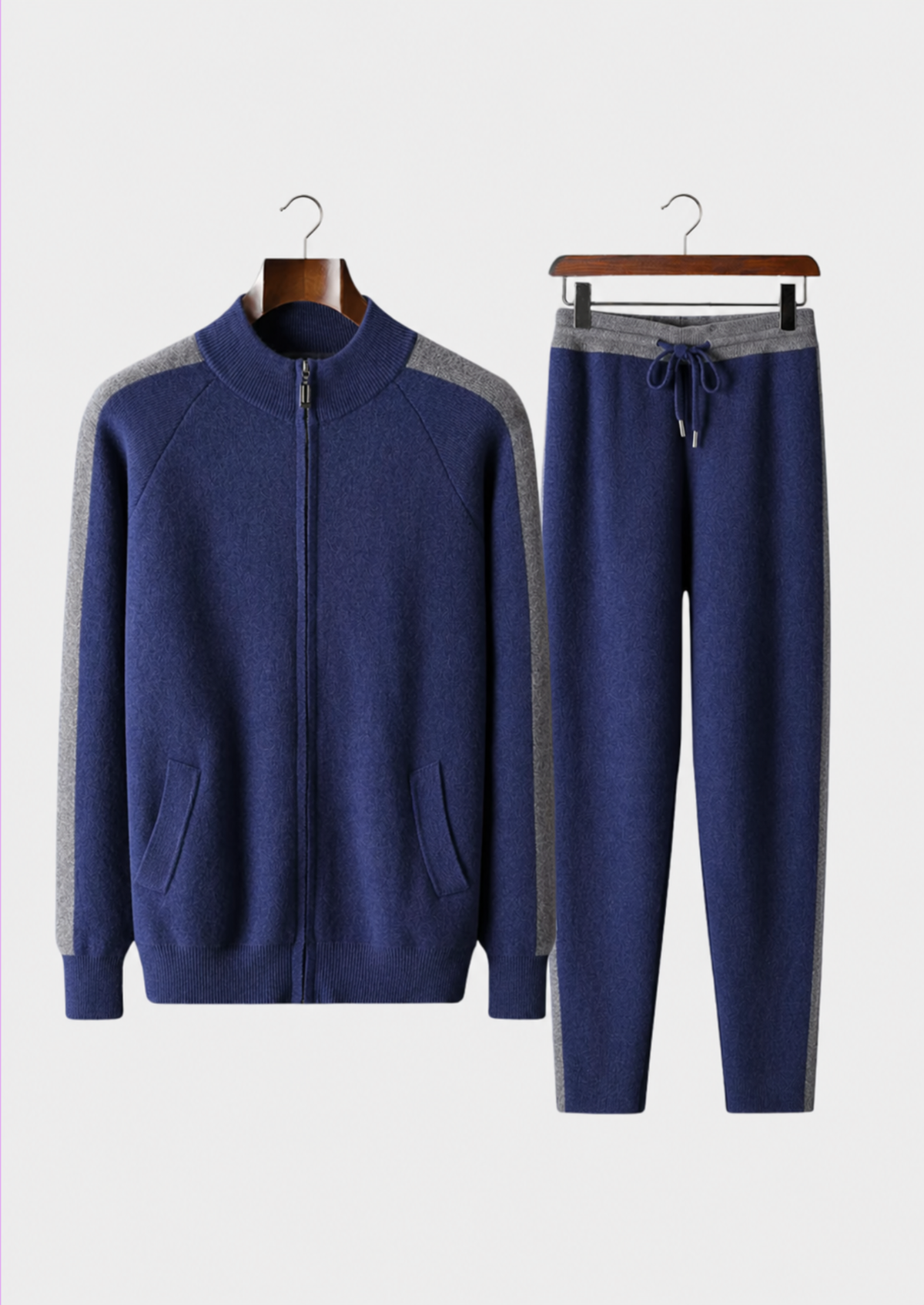 Men's zip-front knit jacket and trousers set - view 3