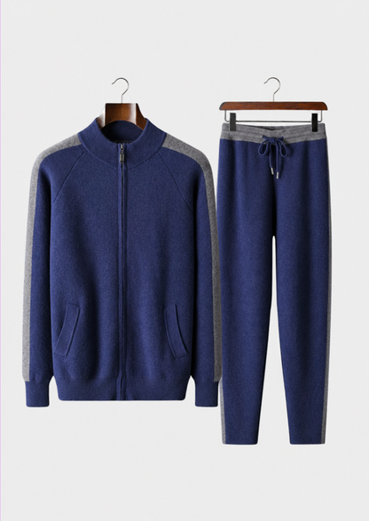 Men's zip-front knit jacket and trousers set - view 3
