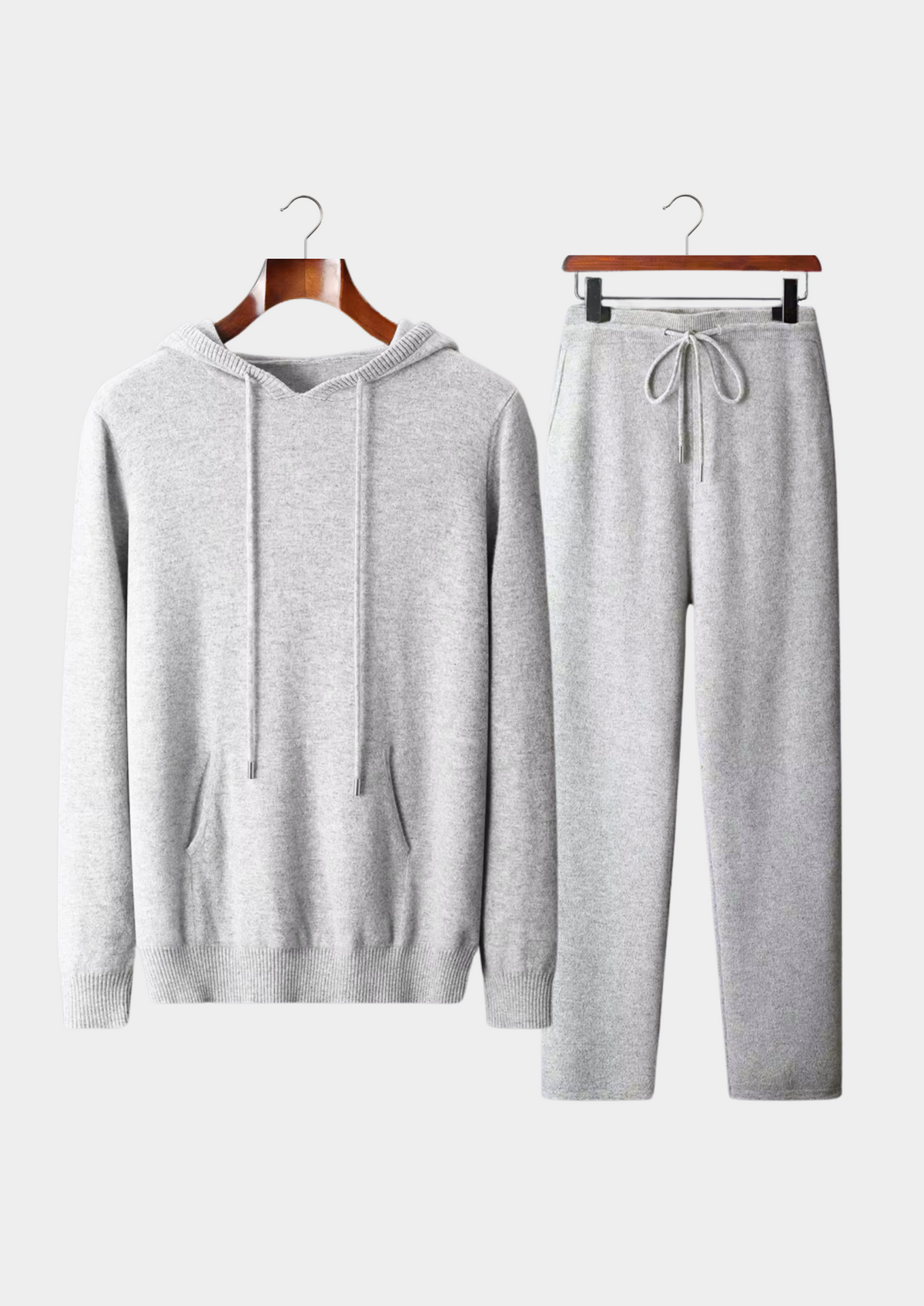 Men's hooded knit set with drawstring pants - view 2