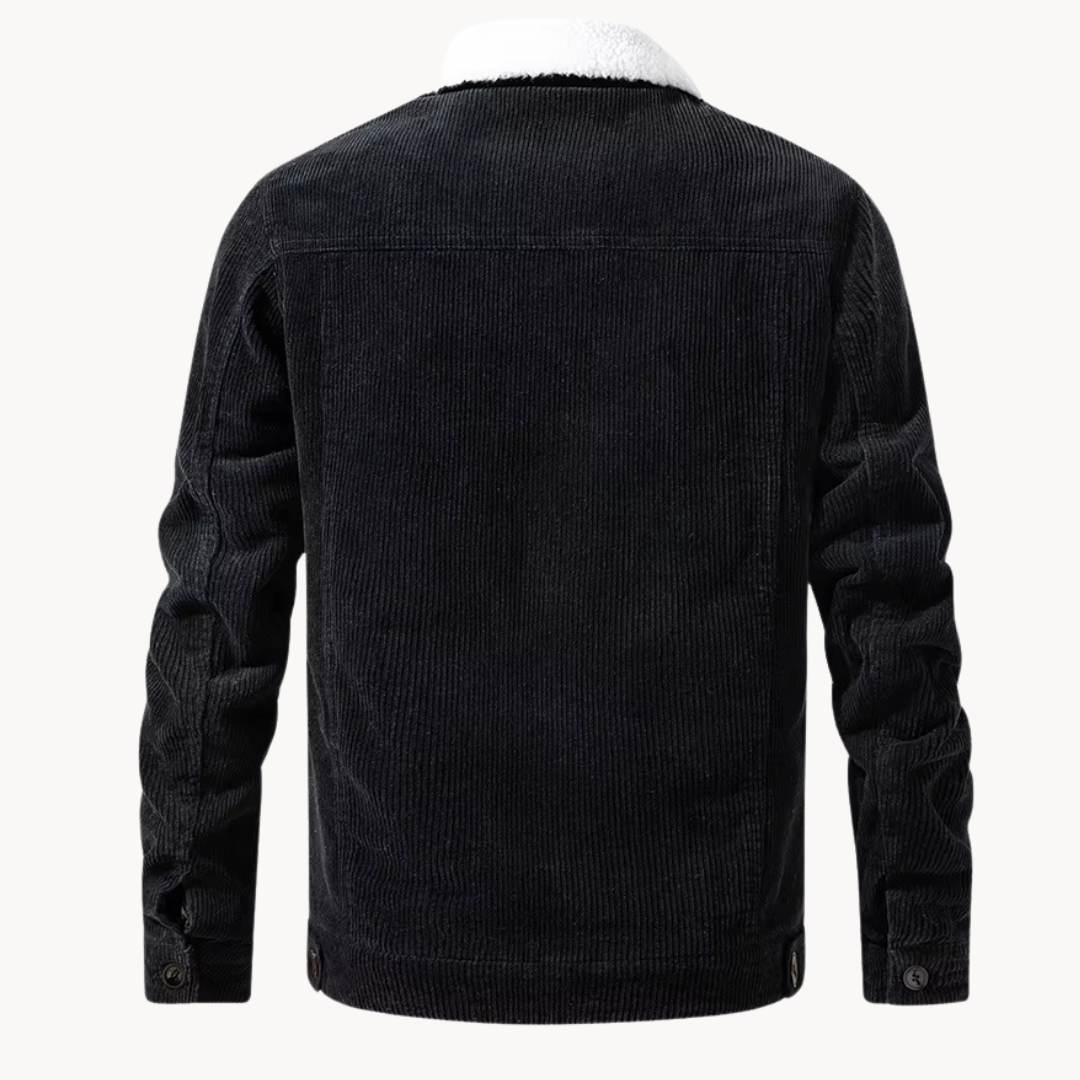Radford corduroy trucker jacket in black, back view