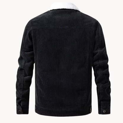 Radford corduroy trucker jacket in black, back view