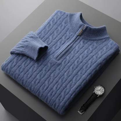Men's cable knit half-zip mock neck sweater - view 9