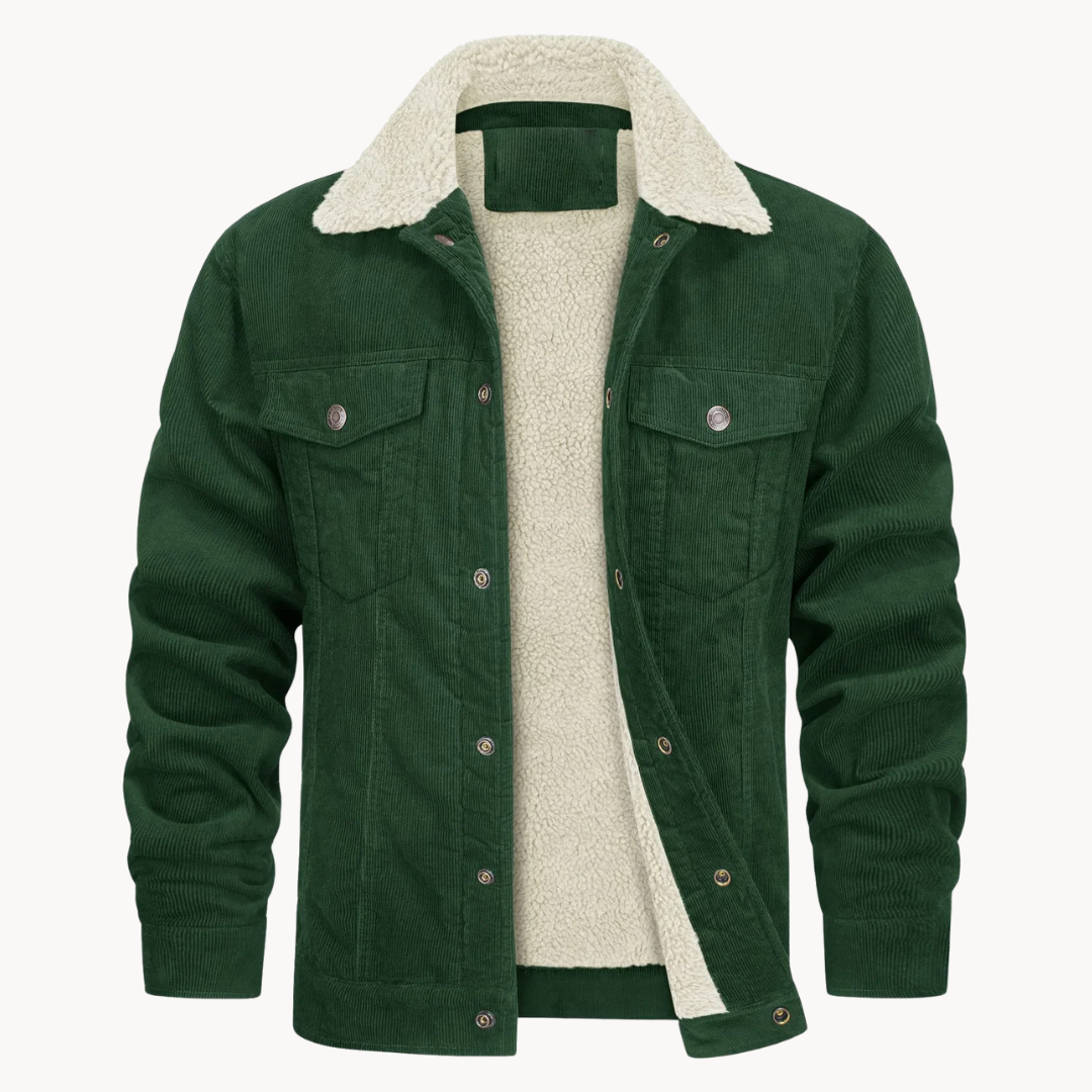 Radford men's corduroy trucker jacket in Green 1
