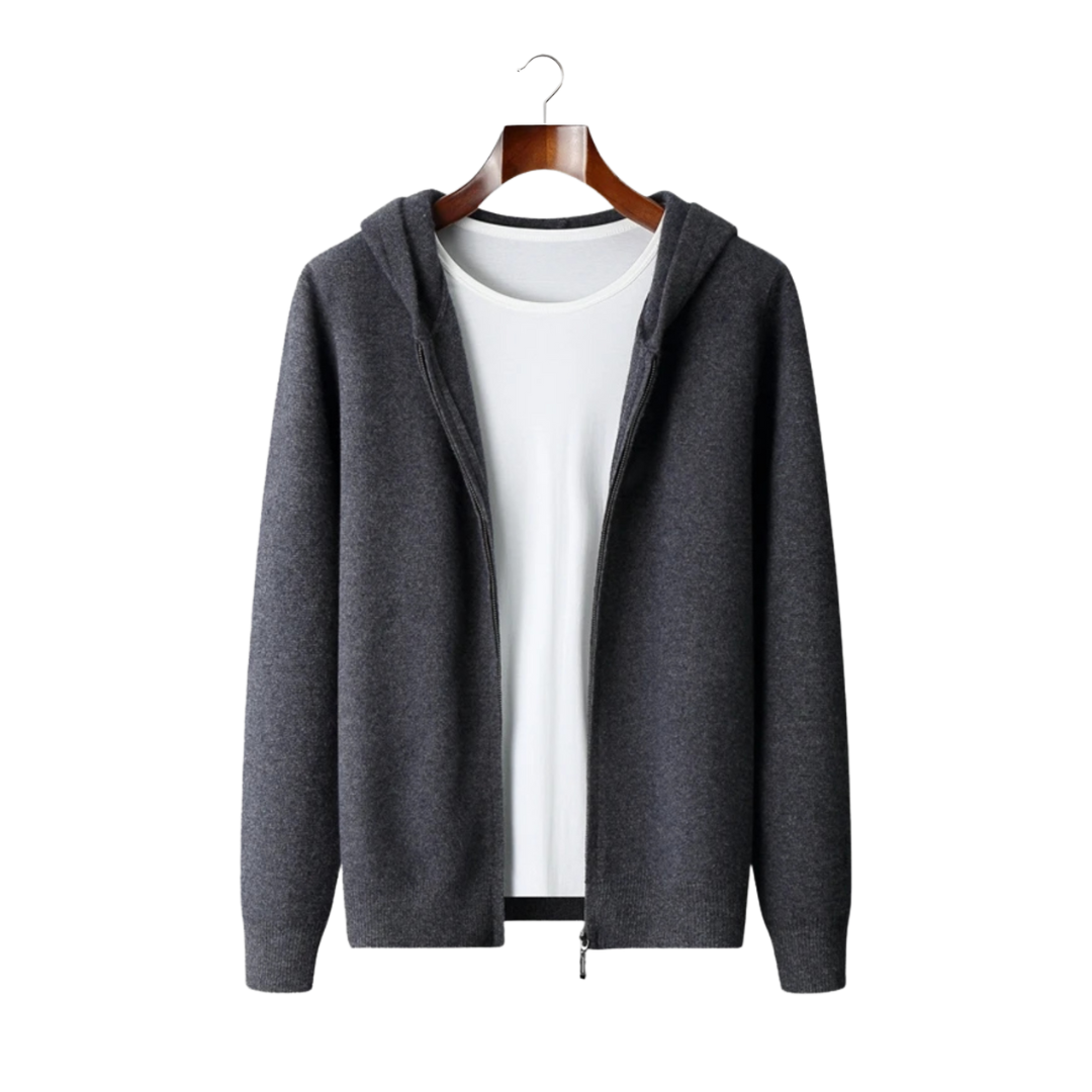 Men's knit zip-up hoodie - view 1