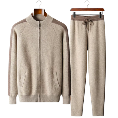 Men's zip-front knit jacket and trousers set - view 1