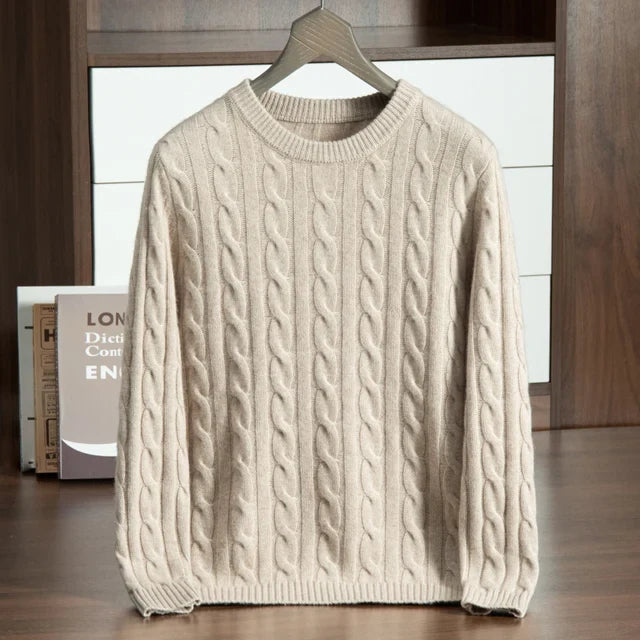 Men's cable knit crew neck sweater - view 5
