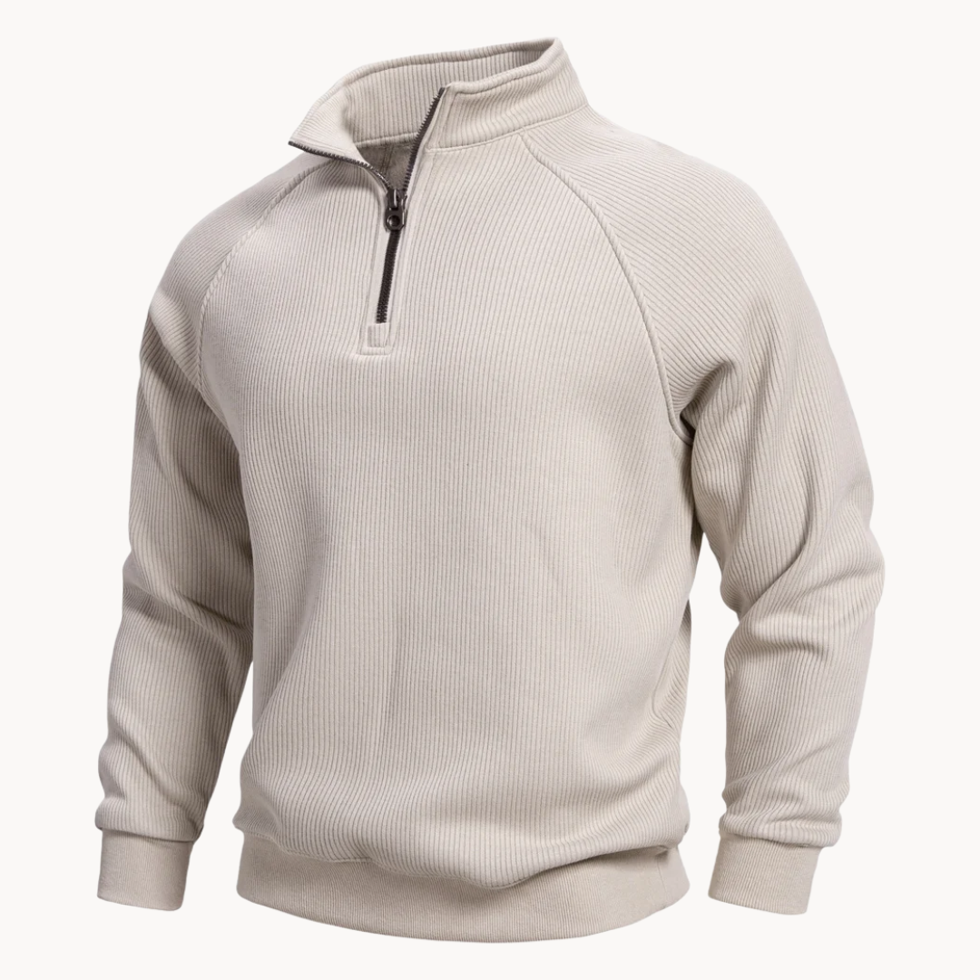 Alcott thermal quarter-zip sweater in Beige 1