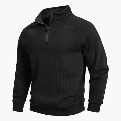 Alcott thermal quarter-zip sweater in Black 1