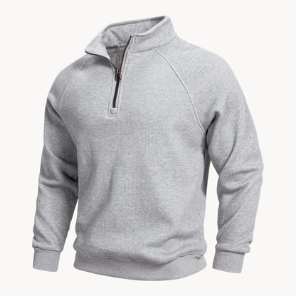 Alcott thermal quarter-zip sweater in Grey 1