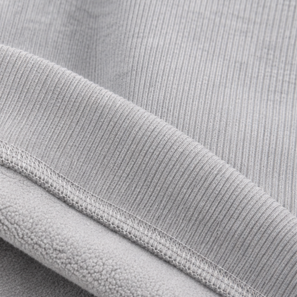 Close-up of the ribbed outer knit and brushed inner side of the Alcott sweater