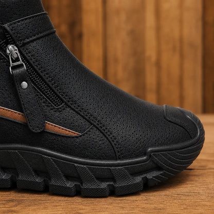 Close-up of All Season Trail Shoes zipper tread and toe guard
