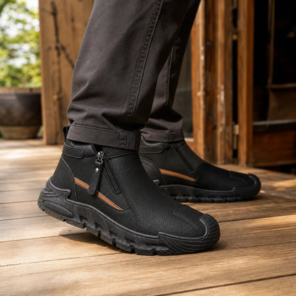 All Season Trail Shoes worn on wood deck