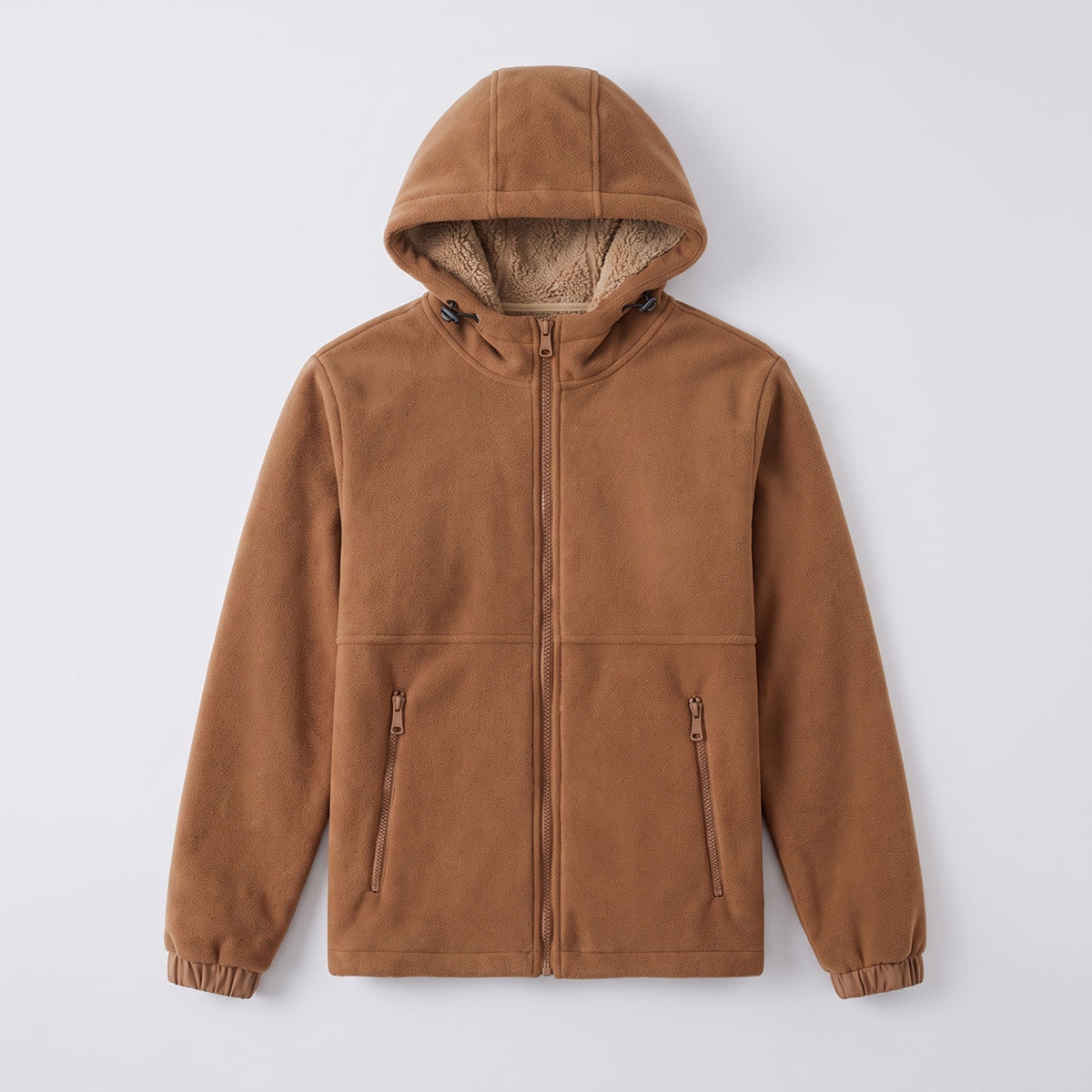 Ambrose hooded fleece jacket in Caramel 1