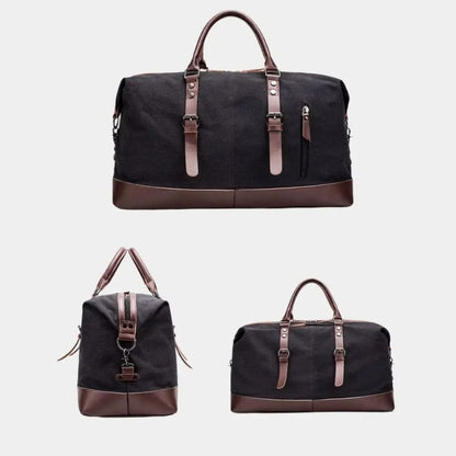 Ansel duffle bag in Black shown in three views