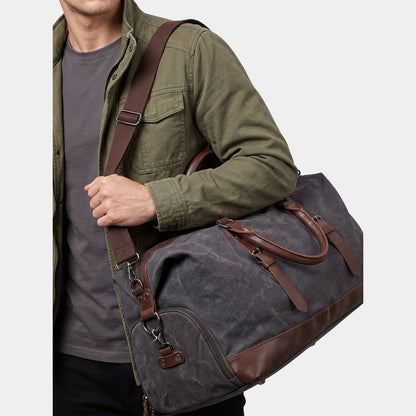 Ansel duffle bag carried on the shoulder