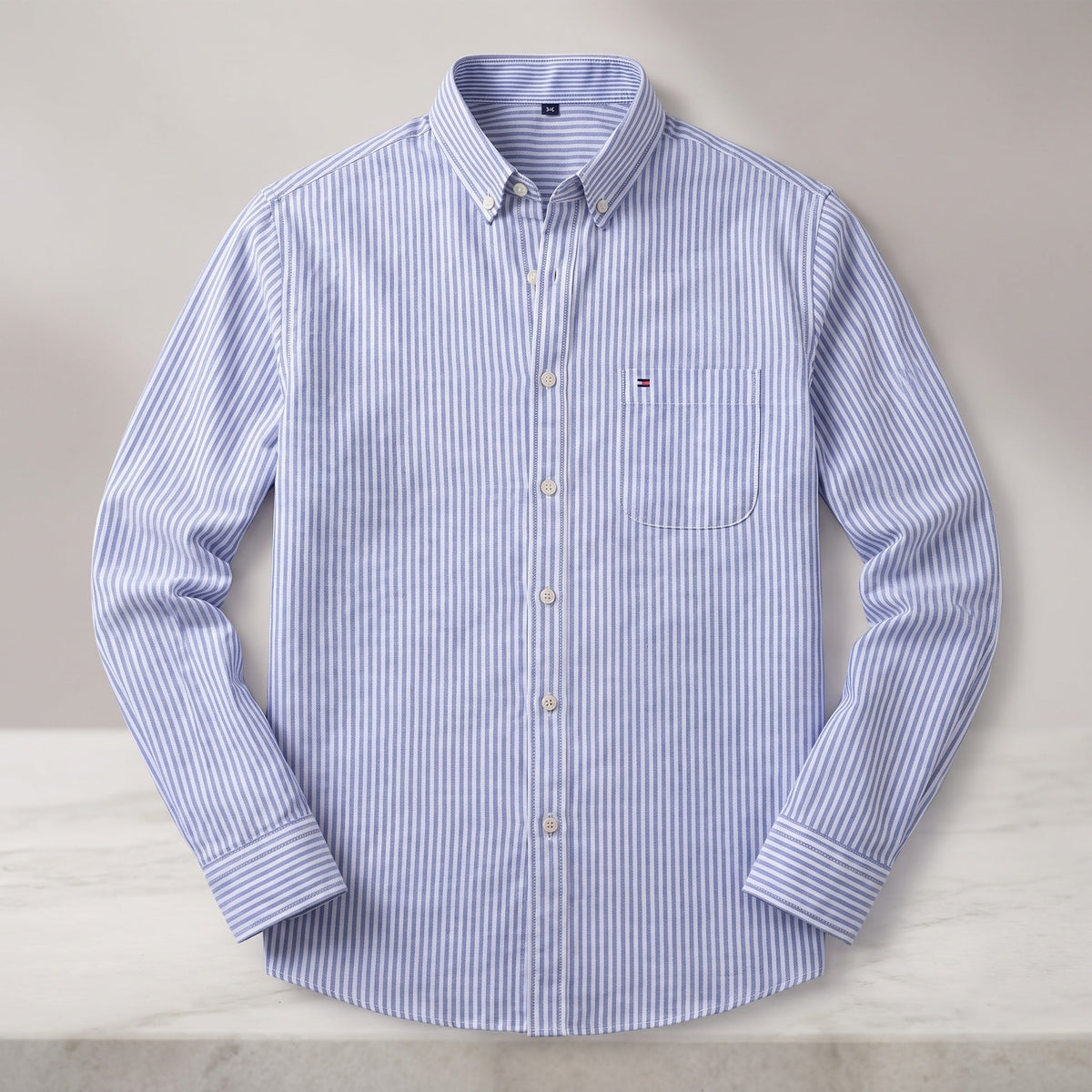 Beaumont striped button down shirt in Light Blue 1