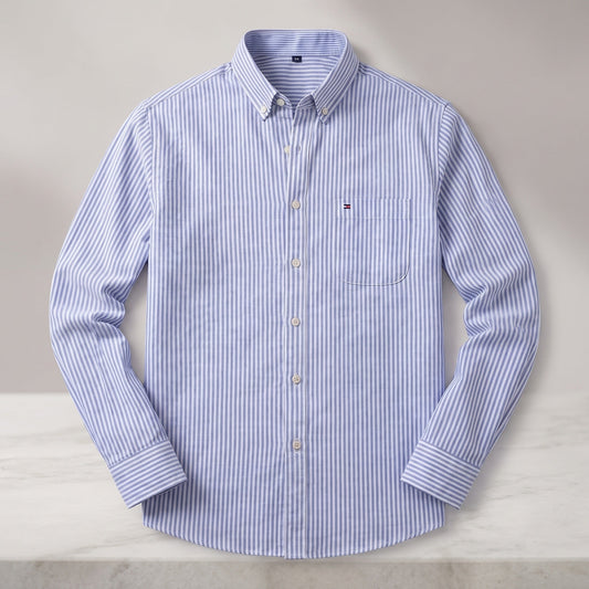 Beaumont striped button down shirt in Light Blue 1