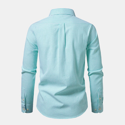 Back view of the light green Beaumont shirt