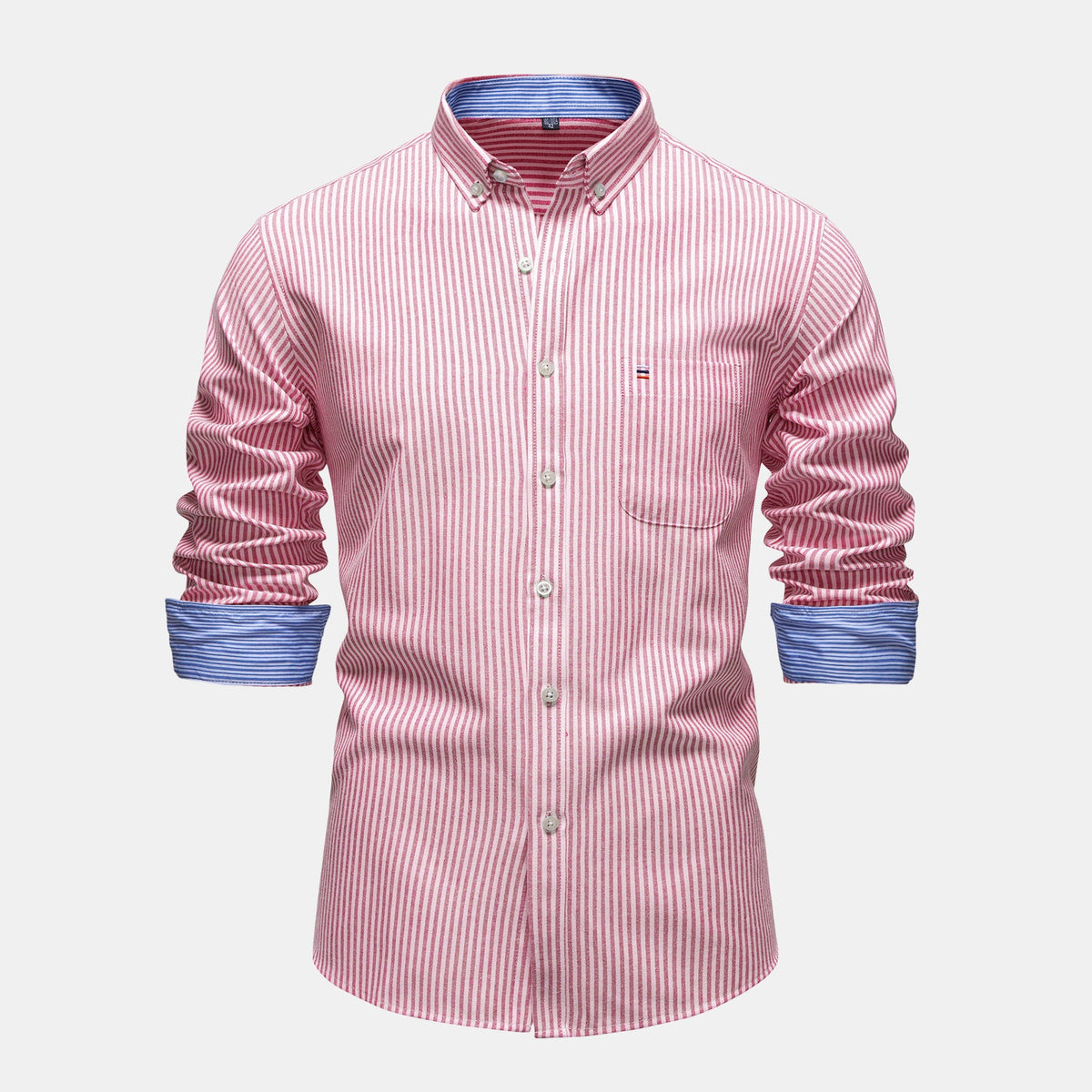 Beaumont striped button down shirt in Light Pink 1