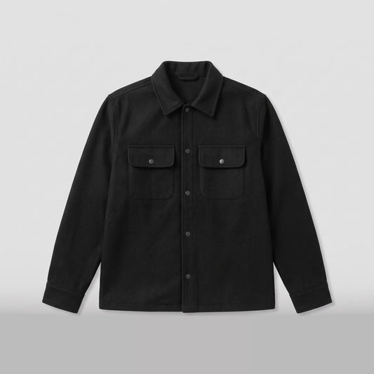 Yorke soft woven utility jacket in Black 1
