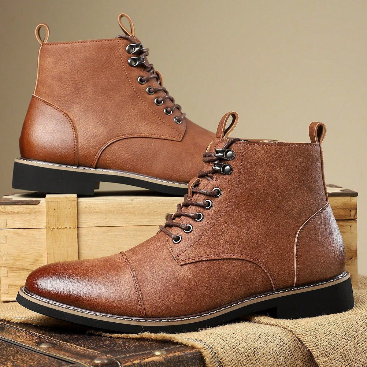 Calder men's derby boots pair in Brown 1
