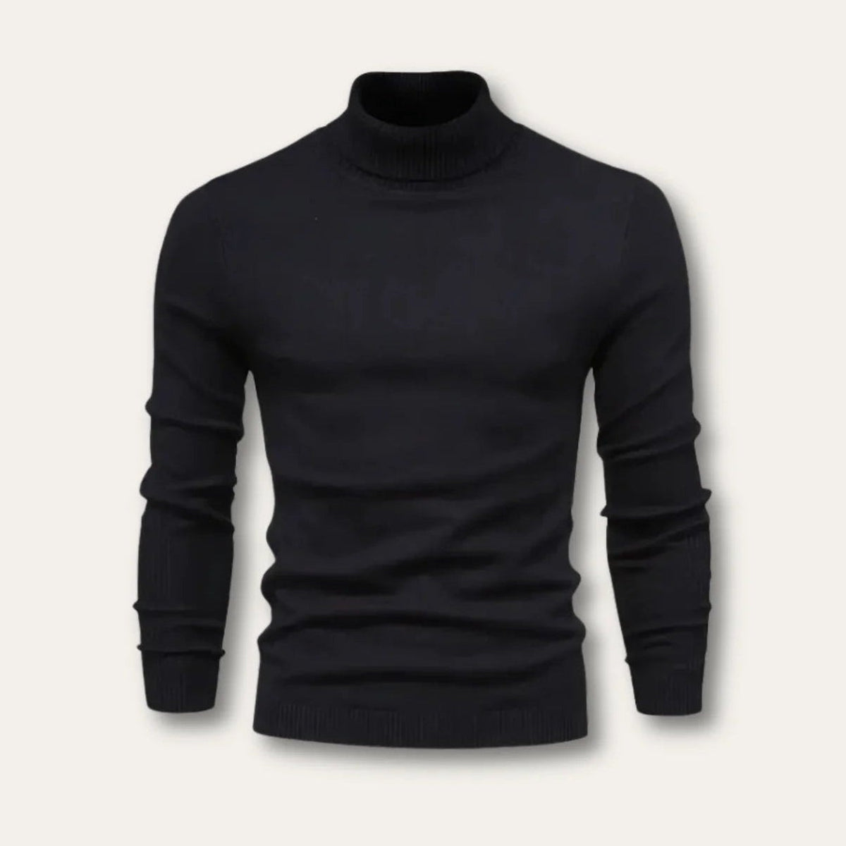 Corbin men's turtleneck sweater flat front in Black 1