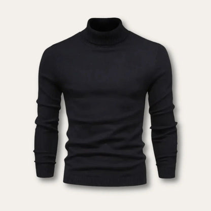 Corbin men's turtleneck sweater flat front in Black 1