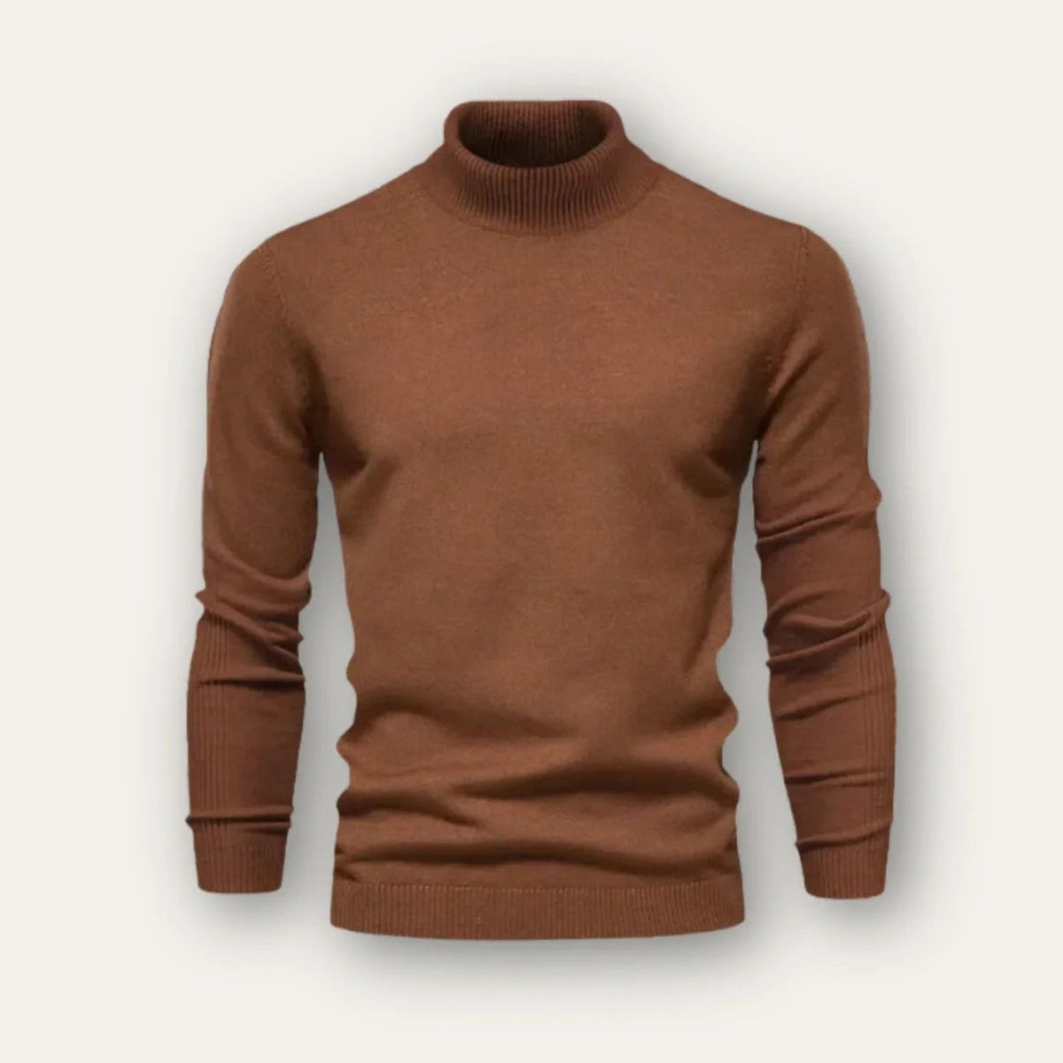 Corbin men's turtleneck sweater flat front in Brown 1