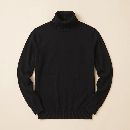 Corbin men's turtleneck sweater hero front in Black 0