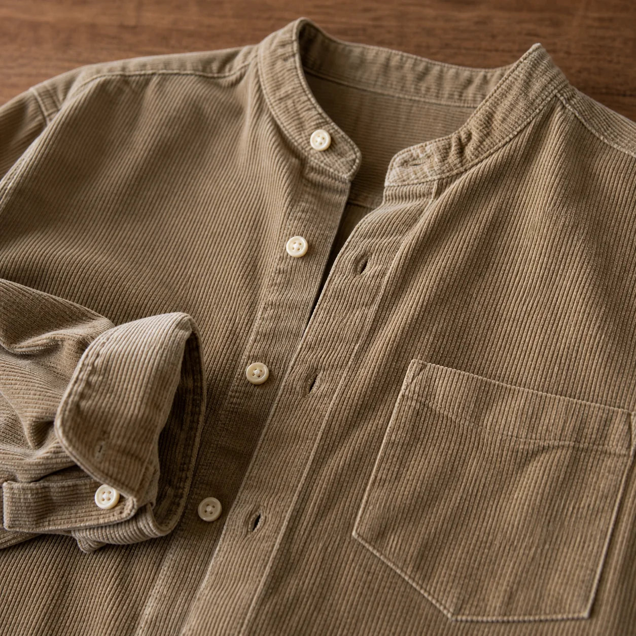 Corduroy Button Shirt close-up quality detail