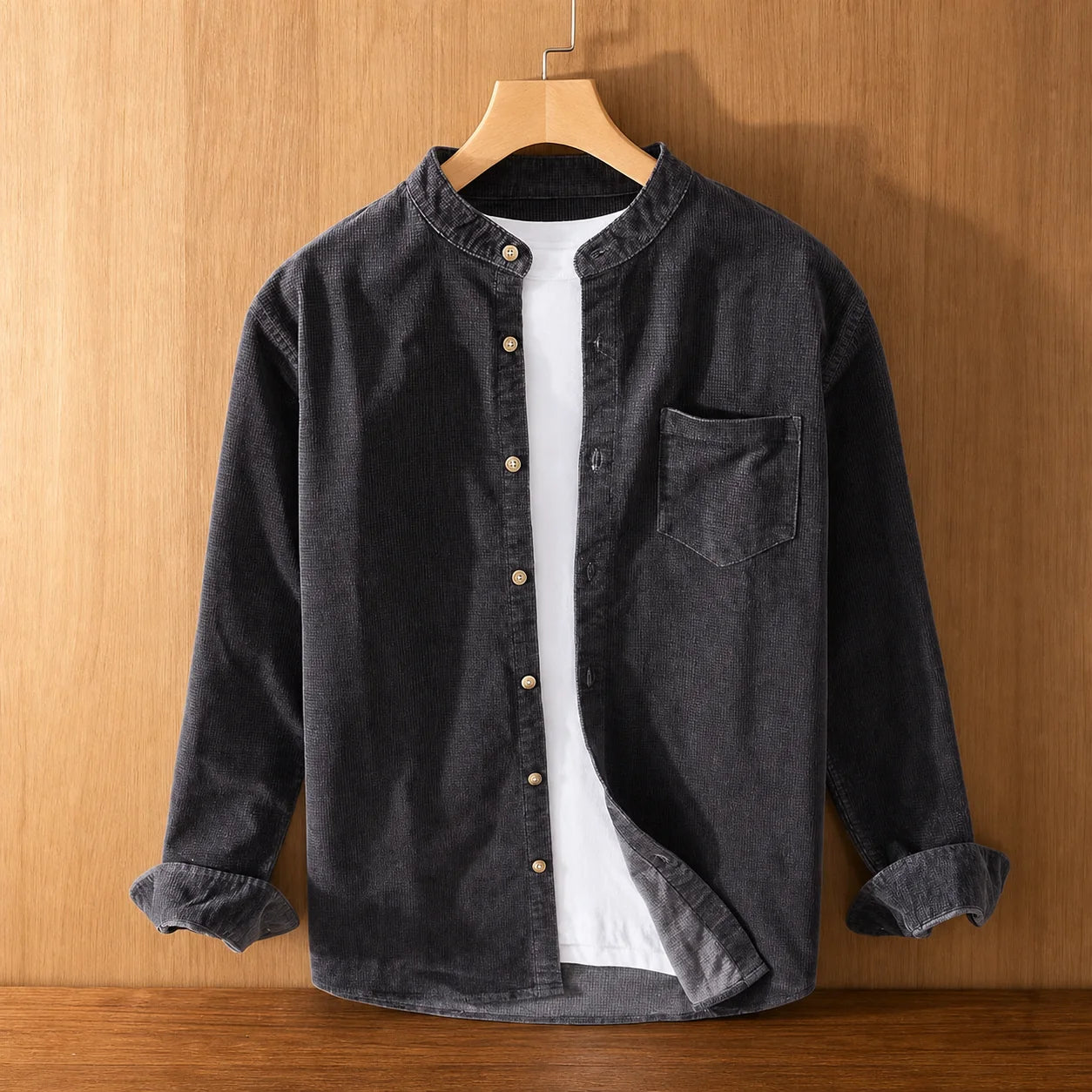 Corduroy Button Shirt in Grey