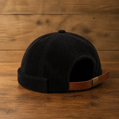 Corduroy Docker Cap in Black