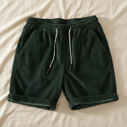 Corduroy Drawstring Shorts in Green