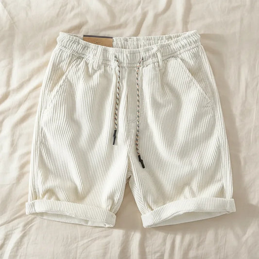 Corduroy Drawstring Shorts in White