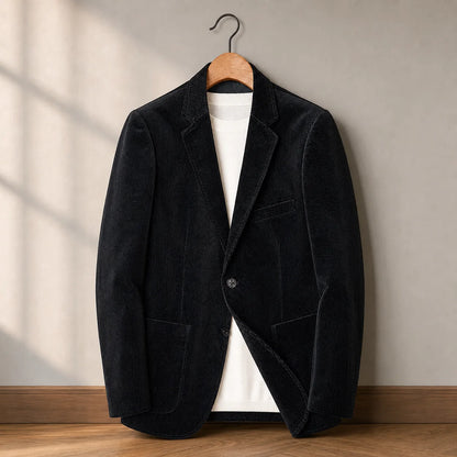 Corduroy Lapel Jacket in Black