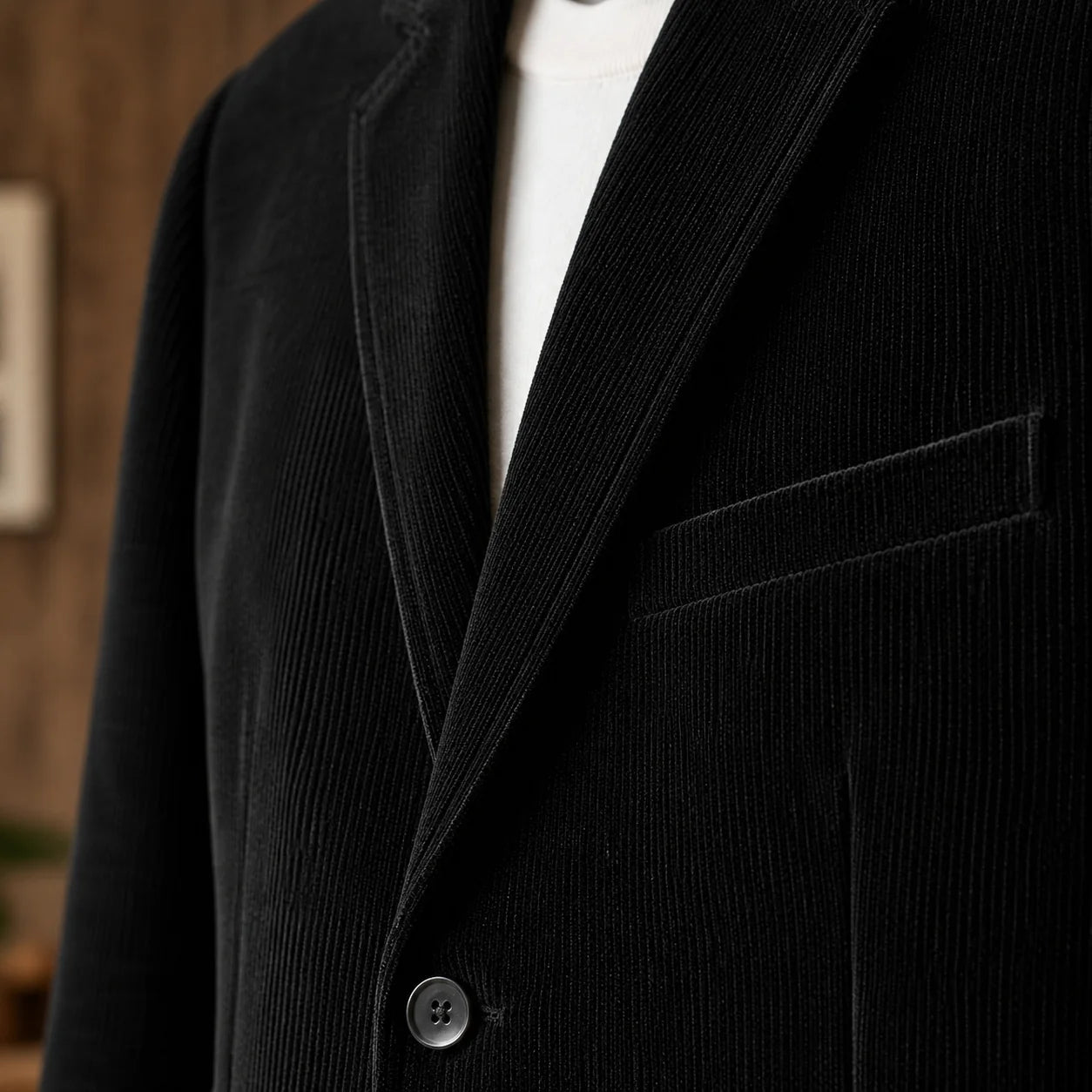 Corduroy Lapel Jacket close-up quality detail