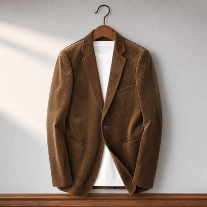 Corduroy Lapel Jacket in Coffee