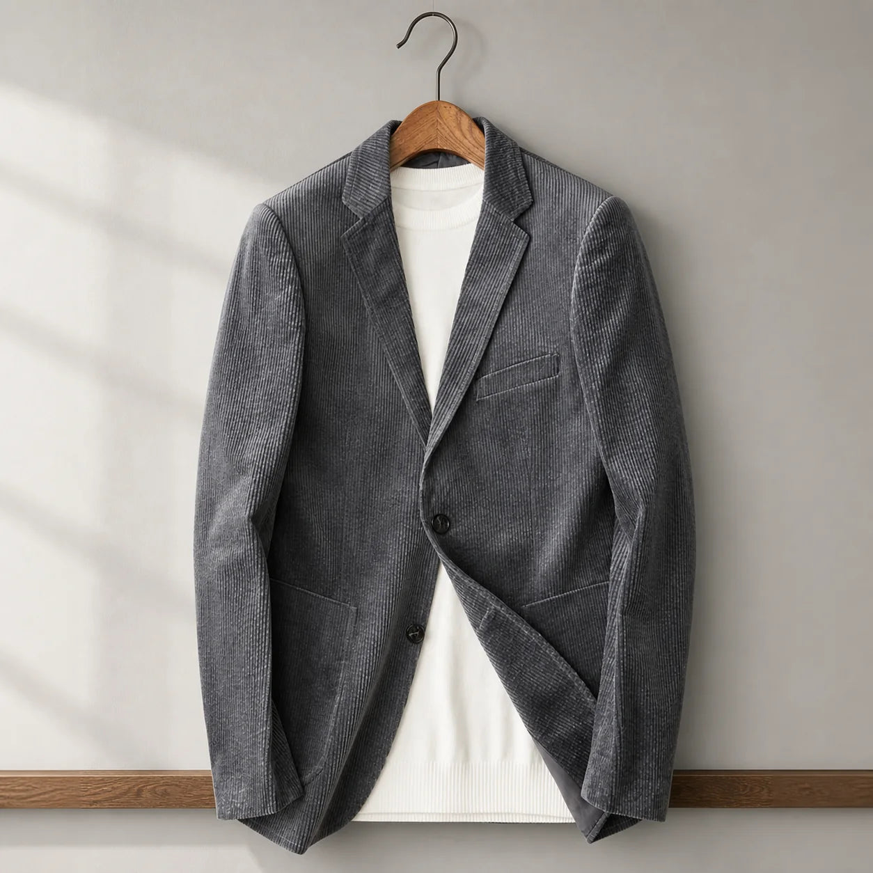 Corduroy Lapel Jacket in Grey